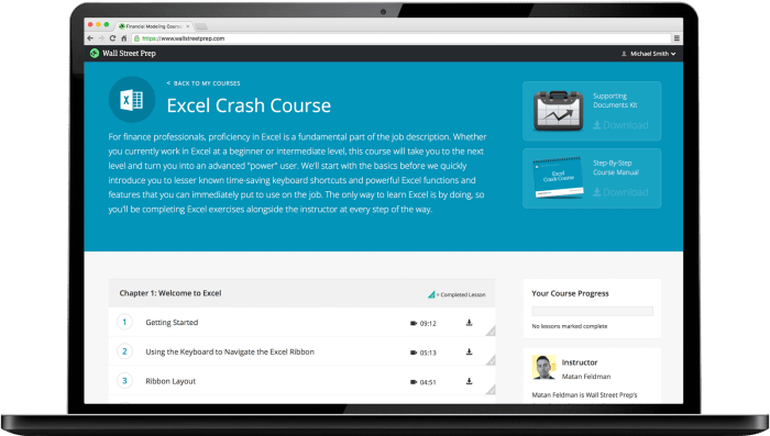 Wall street prep excel crash course exam