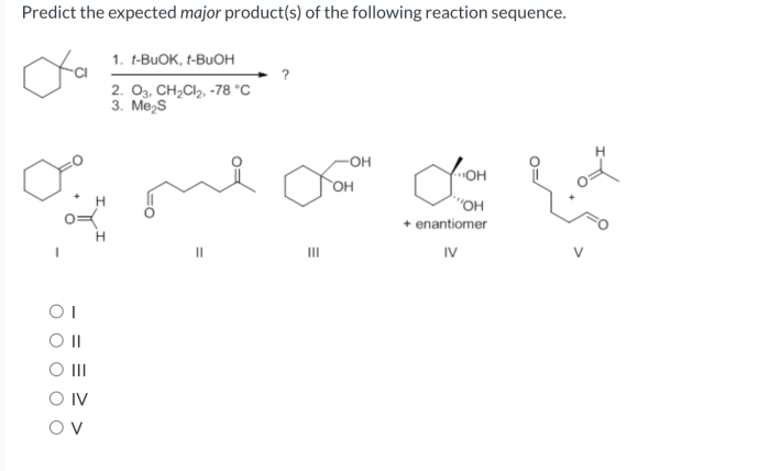 Predict the product for the following reaction sequence.