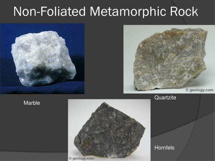 Foliated non metamorphic rocks vs rock pressure heat change ppt powerpoint presentation